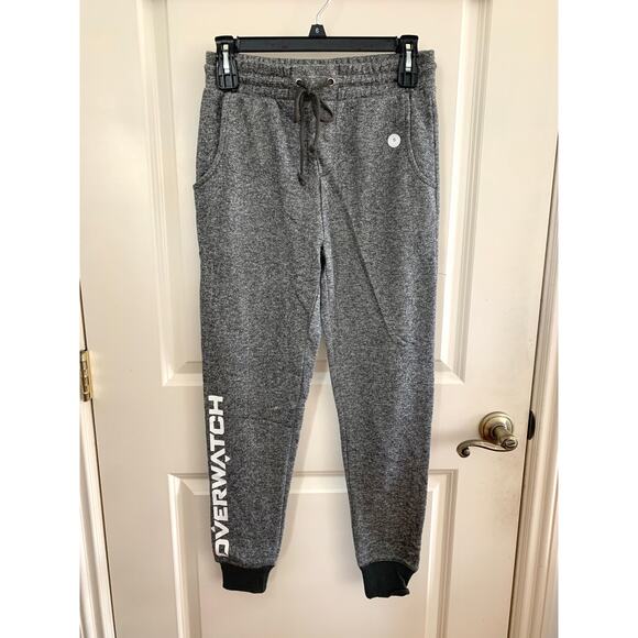 NEW Overwatch Logo Heathered Drawstring Jogger Sweat Pants in Grey - Picture 3 of 8